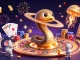 Tải App F168: Spin the galaxies with a cosmic dealer in this vibrant casino illustration.