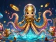 Experience thrilling gameplay at situs 5k with an illustration of a gold-tentacled kraken and diving cat.