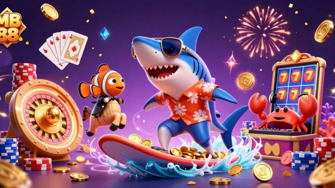 Engage with MB 88's thrilling slots and casino adventures featuring vibrant characters and gold.