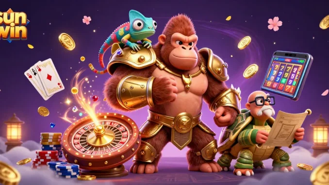Play the exhilarating sun win games with vibrant characters in a lively casino atmosphere.