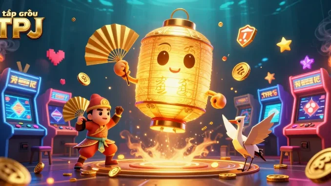 Engage with the giant lantern spirit at the night market casino, showcasing the creativity of tập đoàn TPJ.