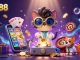 Experience big wins at mm88 with a cartoon mad scientist and dog in a vibrant casino scene.