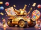 Experience the excitement of OPEN888 with colorful lottery balls and a vibrant casino tank in action.
