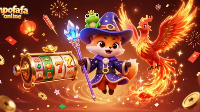 Engage with mpofafa online through thrilling spins and vibrant jackpots displayed in a magical scene.