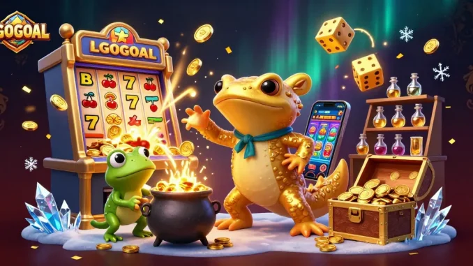 Experience jackpot excitement with LGOGOAL's vibrant 3D illustration of alchemists turning coins!