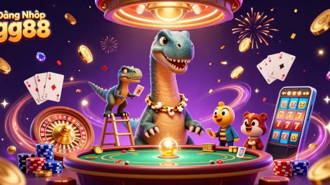 Experience winning strategies with Đăng Nhập gg88, featuring vibrant casino elements and interactive characters.