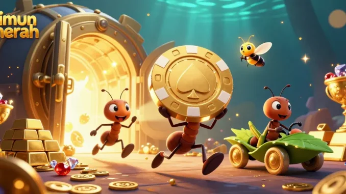 Timunmerah menghadirkan momen menarik saat para semut menjalankan aksi pencurian dengan chip poker emas di dalam terowongan.