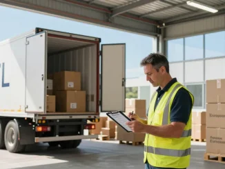 LKW Spedition in Dortmund: Effiziente Logistik im modernen Lager mit Frachtkoordination.