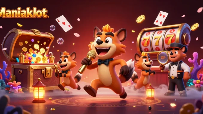 Experience excitement with Maniakslot, where hyenas run a vibrant comedy casino featuring slot reels and jackpot fun.