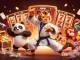 Slot gacor hari ini memperlihatkan tigrus kung fu mengajar, sambil dikelilingi simbol permainan slot yang berwarna-warni.
