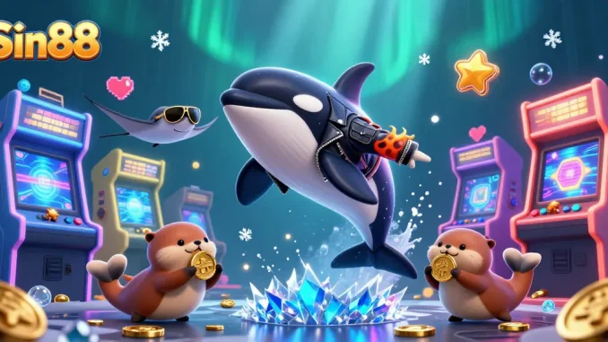 Experience the thrill of Sin88 with vibrant characters and colorful gaming elements in an underwater setting.