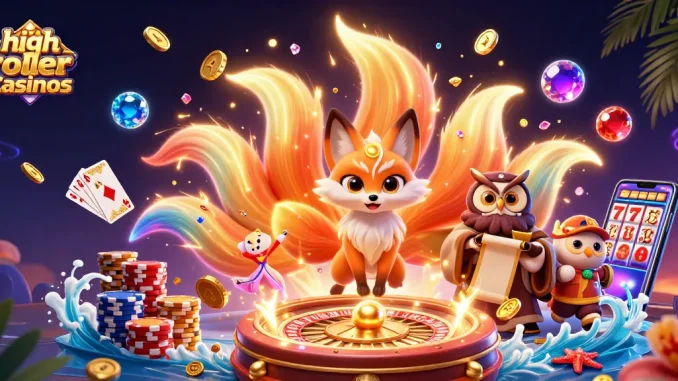 Experience the excitement of high roller casinos with vibrant visuals of gaming elements.