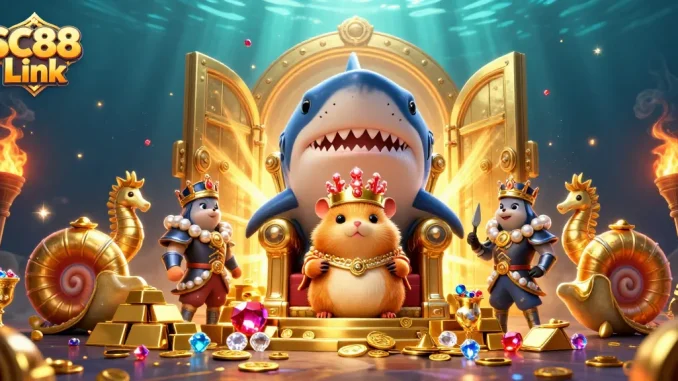 Engage with SC88 Link's vibrant underwater casino world, featuring a hamster king and treasures.