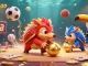 Experience thrilling action with Sunwin20 as pangolins roll poker chips and sports elements in a vibrant casino scene.