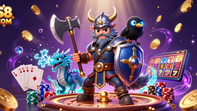 Experience the vibrant action of S8 COM with cartoon characters and casino elements showcased in this dynamic scene.