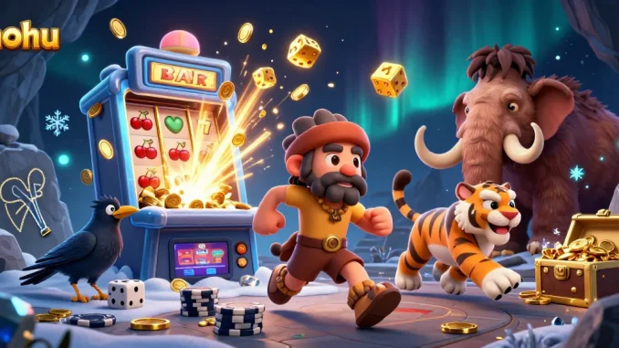 Nohu players enjoy engaging casino games with vibrant graphics in this dynamic illustration.