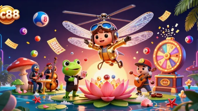 Experience thrilling sc88 action at a vibrant lily pad casino with unique characters and lively atmosphere.