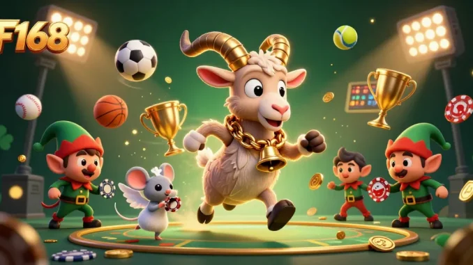F168 empowers bettors with dynamic sports betting visuals in a festive gaming scene.