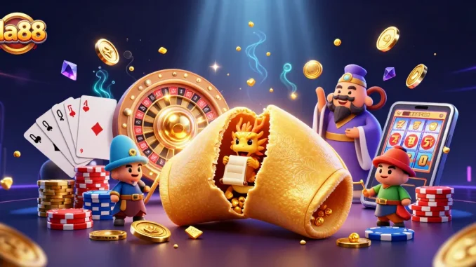 Experience the excitement of da88 with a vibrant 3D casino scene packed with golden treasures and lively characters.